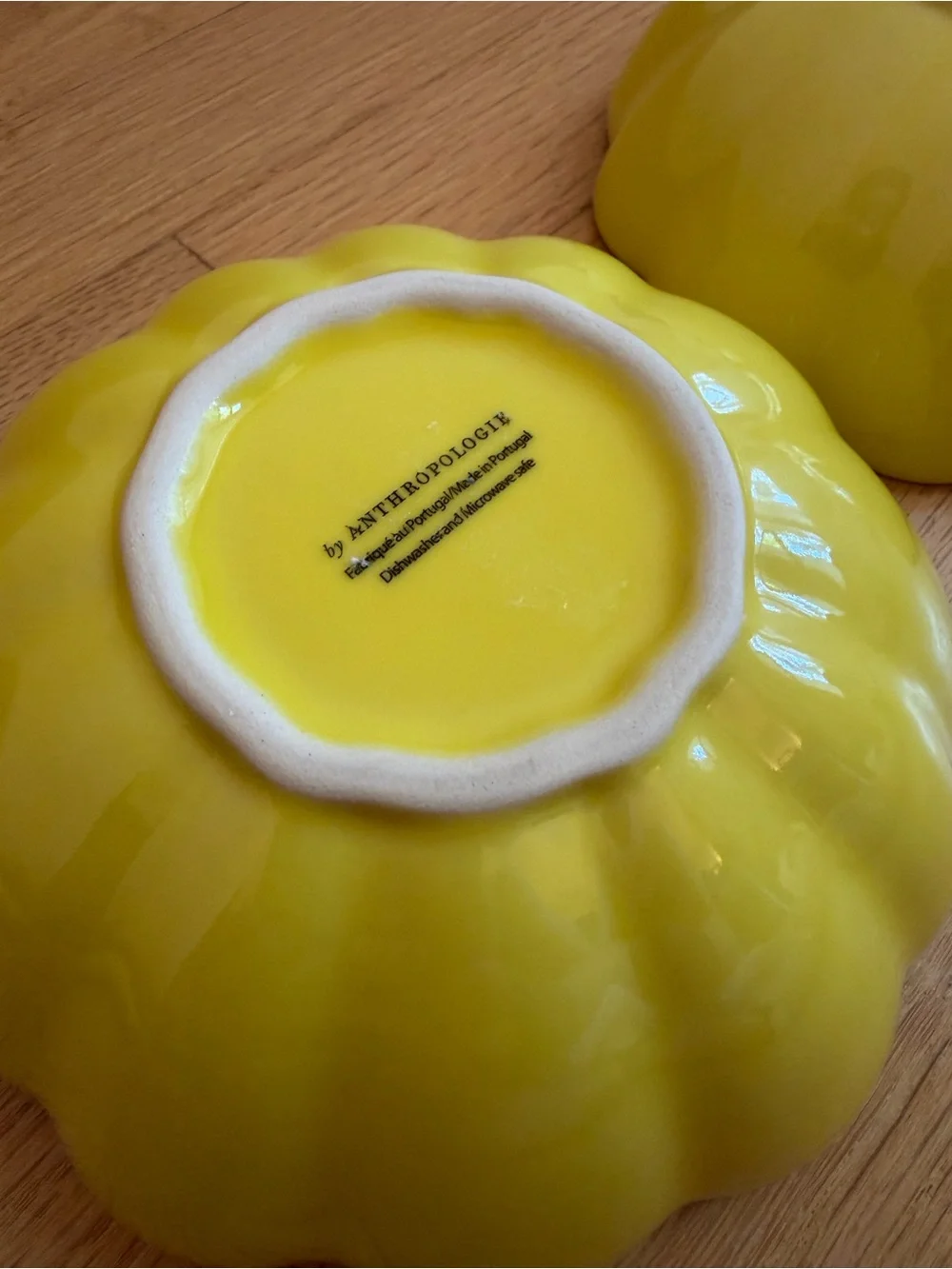 Beatriz Yellow Scalloped Dessert Plates and Bowls, S/2